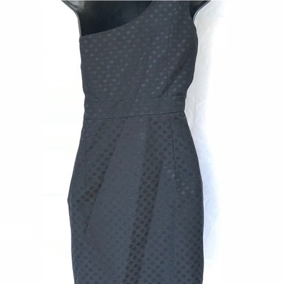 Kensie Black One Shoulder Polka Dot Dress 10 - Picture 2 of 4